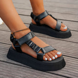Iridescent Chunky Platform Sandals with Adjustable Straps