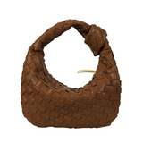 Woven Leather Look Slouchy Crescent Hobo Bag
