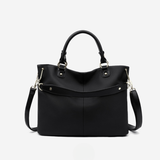 Structured Leather Tote Bag With Crossbody Strap