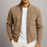 Men's Suede Leather Jacket with Clean Lines