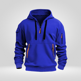 Half-Zip Cotton Blend Hoodie with Practical Pockets