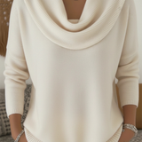 Women's Ribbed Cowl Neck Long-Sleeve Knit Sweater