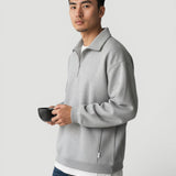 Men's Quarter-Zip Collared Pullover, Ribbed Cuffs
