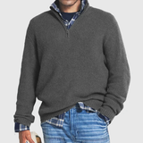 Men's Zip-Up Cashmere Sweater with Long Sleeves
