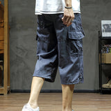 Men's 3/4 Length Cargo Pants, Relaxed Drawstring Fit