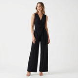 Women's Sleeveless V-Neck Wide Leg Jumpsuit