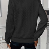 Textured Cable Knit Zip Neck Sweater