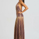 Halter Metallic Maxi Dress