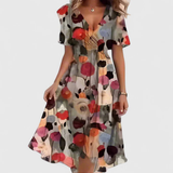 Women's A-Line Floral Wrap Midi Dress