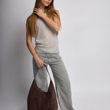 Suede Slouchy Hobo Shoulder Bag