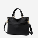 Structured Leather Tote Bag With Crossbody Strap