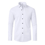 Men's Point Collar Long Sleeve Button-Up Shirt