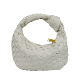 Woven Leather Look Slouchy Crescent Hobo Bag