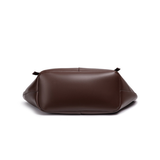 Winged Brown Leather Tote Bag with Turn Lock