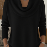 Women's Ribbed Cowl Neck Long-Sleeve Knit Sweater