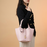 Structured Drawstring Tote Shoulder Bag