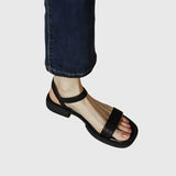 Women's Leather Sandals with Supportive Block Heel