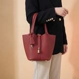 Structured Drawstring Tote Shoulder Bag