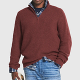 Men's Zip-Up Cashmere Sweater with Long Sleeves