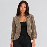 Women's Cropped Sequin Cardigan with Open Front