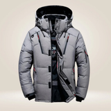 Men's Windproof Down Winter Jacket, Detachable Hood