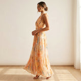 Women's Floral Halter Midi Dress
