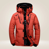 Men's Windproof Down Winter Jacket, Detachable Hood