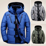 Men's Windproof Down Winter Jacket, Detachable Hood