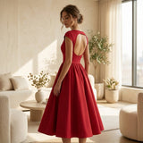 Women's Sleeveless Fit and Flare Midi Dress