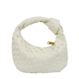 Woven Leather Look Slouchy Crescent Hobo Bag