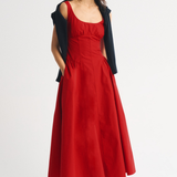 Polka Dot Sleeveless Midi Dress