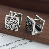 Engraved Sterling Silver Earrings with Hinge Clasp