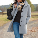 Women's Longline Button-Front Wool Coat