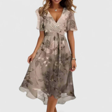 Women's A-Line Floral Wrap Midi Dress