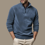 Men's Fleece Half-Zip Sweater with Ribbed Cuffs