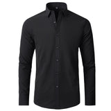 Men's Point Collar Long Sleeve Button-Up Shirt