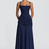 Square Neck Draped Maxi Dress