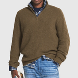 Men's Zip-Up Cashmere Sweater with Long Sleeves