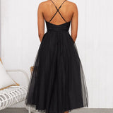 Lace Corset Midi Dress with Flared Skirt