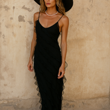 Women's One Shoulder Ruffle Maxi Dress