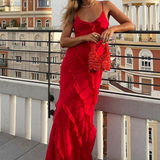Women's One Shoulder Ruffle Maxi Dress