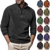 Men's Fleece Half-Zip Sweater with Ribbed Cuffs
