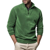 Men's Fleece Half-Zip Sweater with Ribbed Cuffs