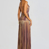 Halter Metallic Maxi Dress