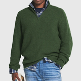 Men's Zip-Up Cashmere Sweater with Long Sleeves