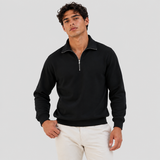 Men's Quarter-Zip Collared Pullover, Ribbed Cuffs