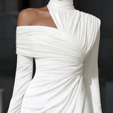 Women's One Shoulder Ruched Midi Dress