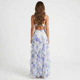 Women's Floral Appliqué Mermaid Maxi Dress