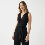 Women's Sleeveless V-Neck Wide Leg Jumpsuit