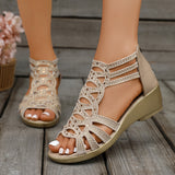 Women's Open-Toe Wedge Sandals with Cut-Outs